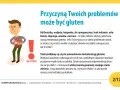 Ilustracja przedstawia mężczyznę z bólem brzucha, symbolizującym objawy nietolerancji glutenu.