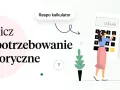 Jak obliczyć zapotrzebowanie kaloryczne? Kobieta z kalkulatorem i ikonami sugeruje łatwe rozwiązanie.