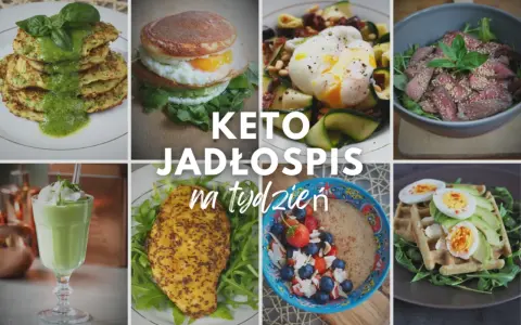 Keto jadłospis na tydzień: placki cukiniowe, jajko sadzone z awokado, sałatka z wołowiną, smoothie, kurczak i owsianka z owocami. Idealna dieta na chore jelita.