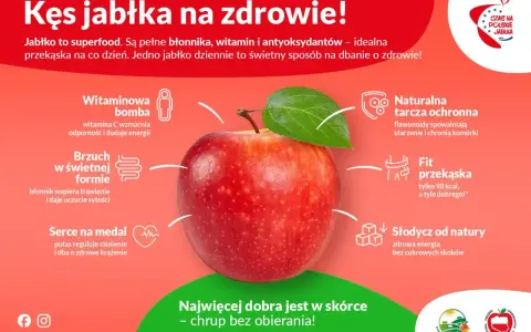 Jabłko to superfood, pełne witamin, błonnika i antyoksydantów. Wzmacnia odporność, wspiera trawienie i serce. Idealna, zdrowa przekąska!