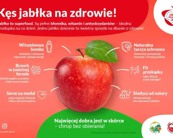 Jabłko to superfood, pełne witamin, błonnika i antyoksydantów. Wzmacnia odporność, wspiera trawienie i serce. Idealna, zdrowa przekąska!