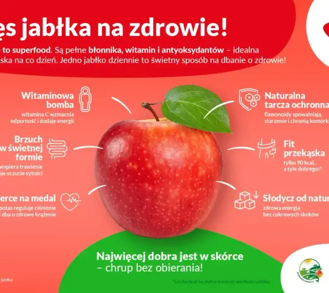 Jabłko to superfood, pełne witamin, błonnika i antyoksydantów. Wzmacnia odporność, wspiera trawienie i serce. Idealna, zdrowa przekąska!