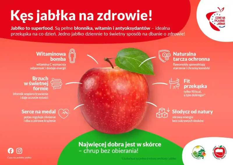 Jabłko to superfood, pełne witamin, błonnika i antyoksydantów. Wzmacnia odporność, wspiera trawienie i serce. Idealna, zdrowa przekąska!